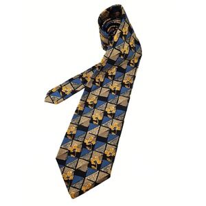 Repvbblica Men's Geometric Floral Necktie - Blue, Brown, Yellow - Professional‎